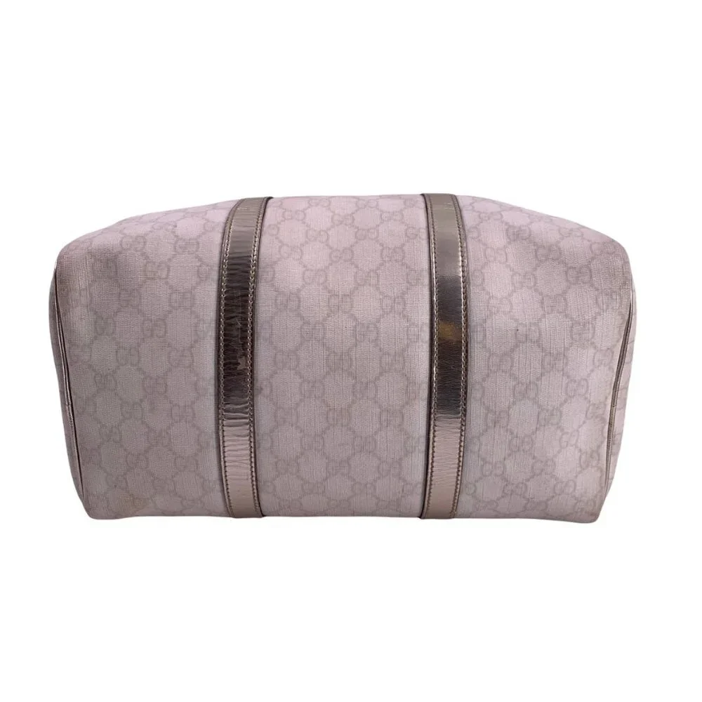 Authentic Vintage GUCCI Joy Boston Ivory & Gold GG Coated Canvas Medium Satchel